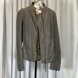 1313. Free People Gray Faux Suede Jacket. Size 12